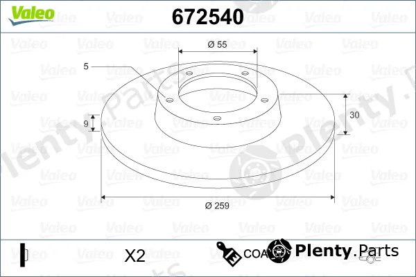 Valeo 672540 — Brake Disc COATED