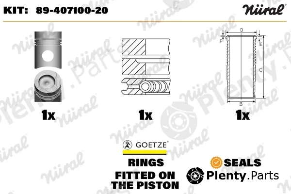 Nüral 89-407100-20 — Repair Set, piston/sleeve