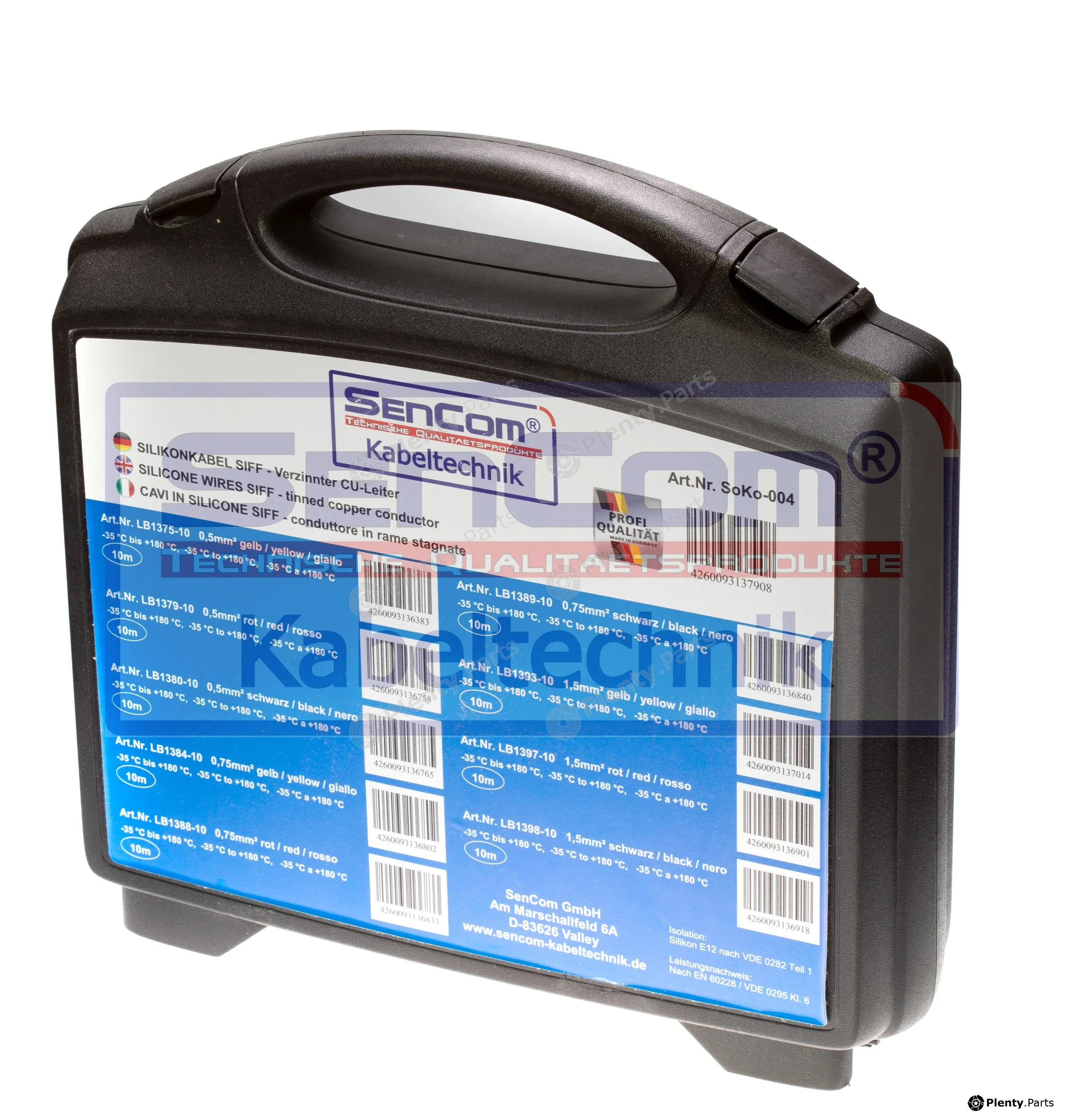 SenCom SoKo-004 — Assortment, cable repair set Sortimentskoffer mit Silikonkabel als Meterware