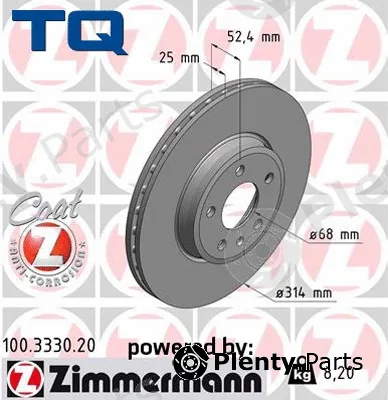 TQ TQ-BD0165 — Brake Disc DISK PLOČA VW TQ-BD0165 PR.A4 (B8,B9) 2.0TDI 07->D314/25