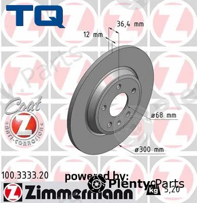TQ TQ-BD0010 — Brake Disc DISK PLOČA VW TQ-BD0010 ZAD.A4 (B8) 2.0TDI 07 -> D300/12