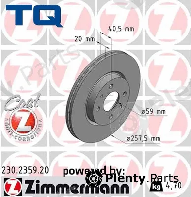 TQ TQ-BD0430 — Brake Disc DISK PLOČA FIAT TQ-BD0430 PR.DOBLO 1.9JTD 01 -> D257/20