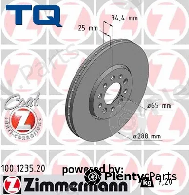 TQ TQ-BD0130 — Brake Disc DISK PLOČA VW TQ-BD0130 PR.A-3 1.8T 96 -> D288/25