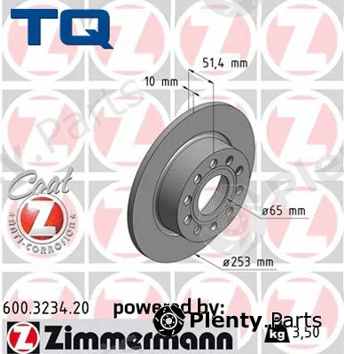 TQ TQ-BD0105 — Brake Disc DISK PLOČA VW TQ-BD0105 ZAD.GOLF 1.4FSI 03 -> D255/10
