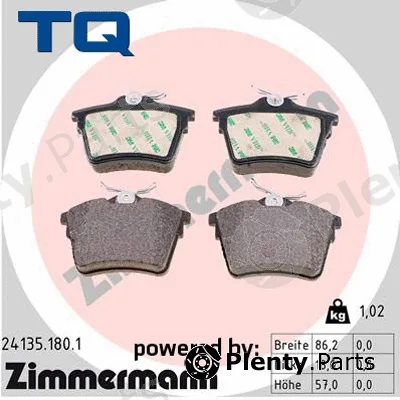 TQ TQ-BP0698 — Brake Pad Set, disc brake DISK PL. PEUGEOT 24135.180.1 607 (9D, 9U) 2.0 HDI 00->  ZAD.