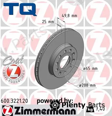TQ TQ-BD0100 — Brake Disc DISK PLOČA VW TQ-BD0100 PR.GOLF 1.4FSI 03 -> D288/25