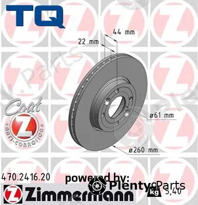 TQ TQ-BD0087 — Brake Disc DISK PLOČA RENAULT TQ-BD0087 PR.MEGANE 1.4 16V 02 -> D260/22