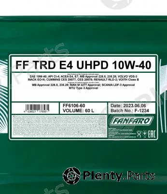 SCT - Mannol FF6106-60 — Engine Oil FANFARO TRD E4 UHPD 10W-40