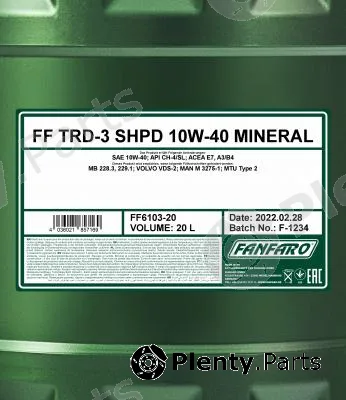 SCT - Mannol FF6103-20 — Engine Oil FANFARO TRD-3 SHPD 10W-40 Mineral