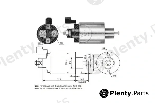 ERA ZM992 — Solenoid Switch, starter