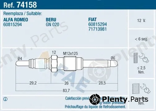 FAE 74158 — Glow Plug