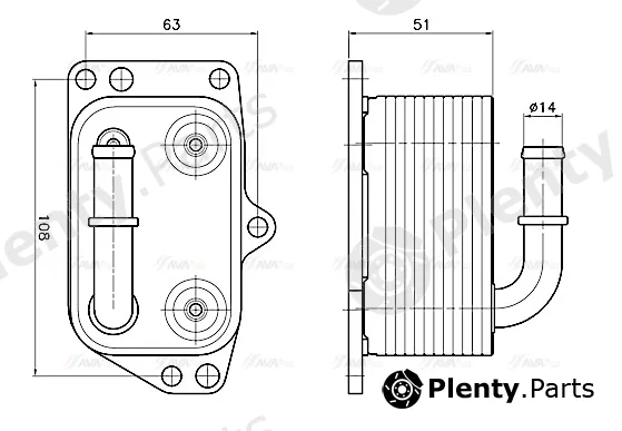 Ava Quality Cooling PE3433 — Oil Cooler, engine oil