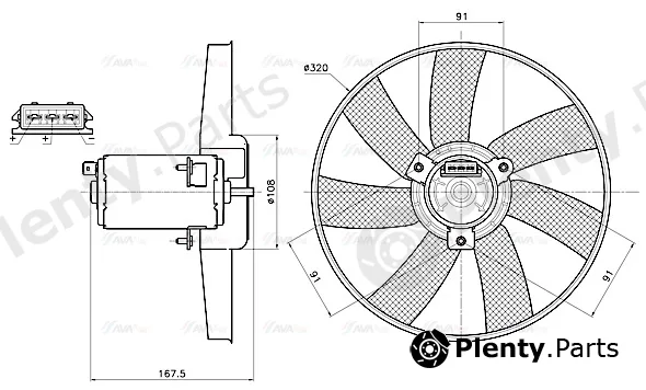 Ava Quality Cooling VN7444 — Fan, engine cooling