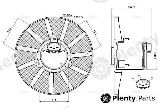Ava Quality Cooling VN7443 — Fan, engine cooling