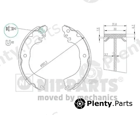 Nipparts N3505049 — Brake Shoe Set