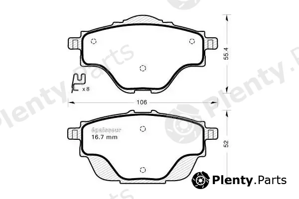 MGA 1167 — Brake Pad Set, disc brake