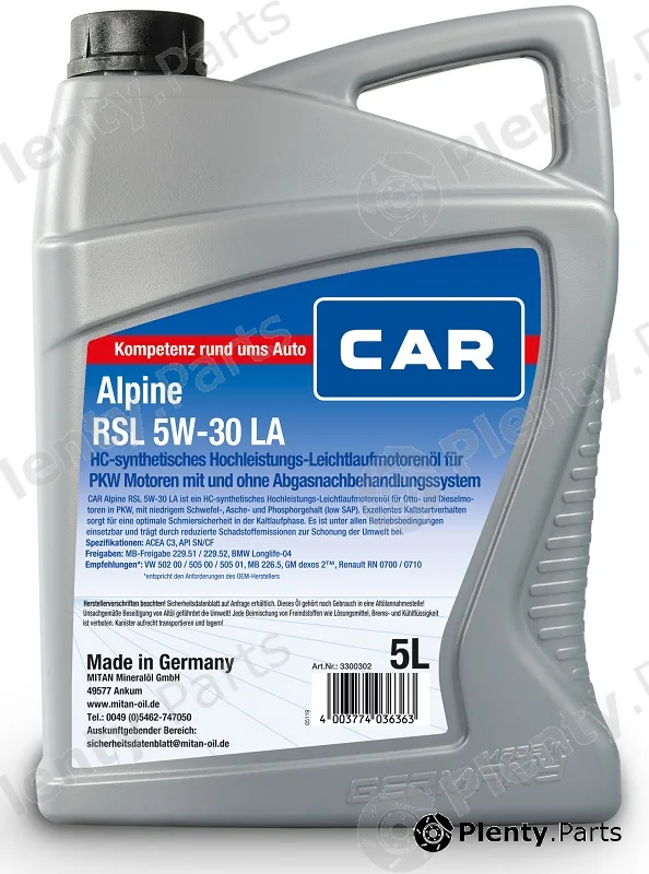 Caralpine 3300302 — Engine Oil CAR Alpine RSL 5W-30 LA