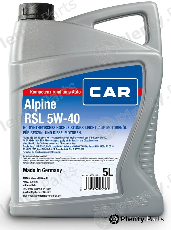 Caralpine 3300142 — Engine Oil CAR Alpine RSL 5W-40