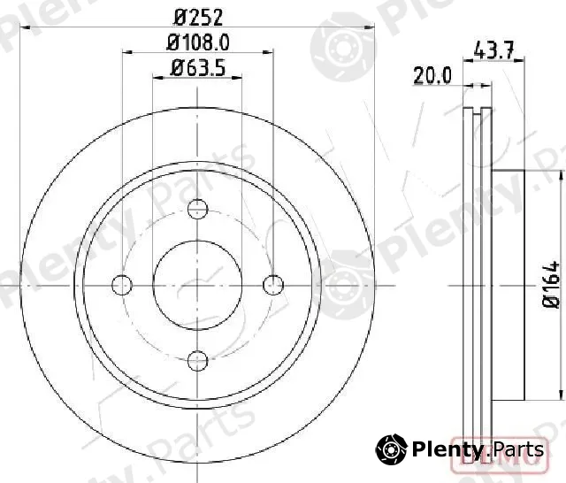 Ashika 61-00-0308C — Brake Disc