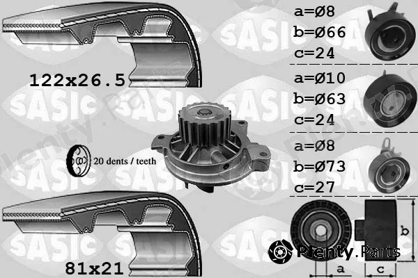 Sasic 3906052 — Water Pump & Timing Belt Kit