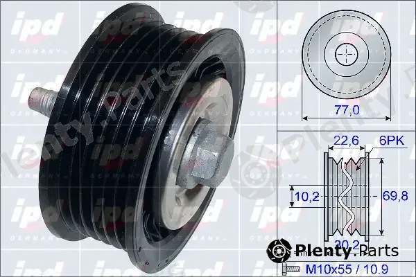 IPD 15-3876 — Deflection/Guide Pulley, V-ribbed belt