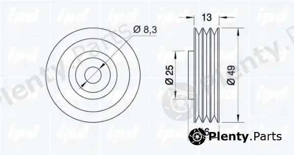 IPD 15-3239 — Deflection/Guide Pulley, V-ribbed belt