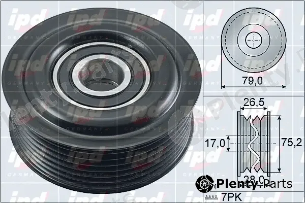 IPD 15-4052 — Deflection/Guide Pulley, V-ribbed belt
