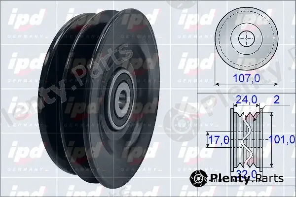 IPD 15-3930 — Deflection/Guide Pulley, V-ribbed belt