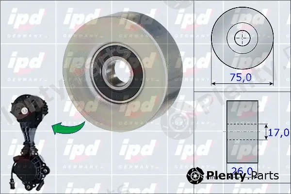 IPD 15-3875 — Deflection/Guide Pulley, V-ribbed belt