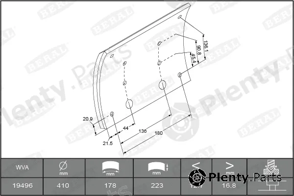 Beral 1949617000015498 — Brake Lining Kit, drum brake