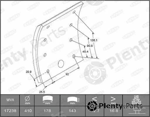 Beral KBL17238.9-1549 — Brake Lining Kit, drum brake