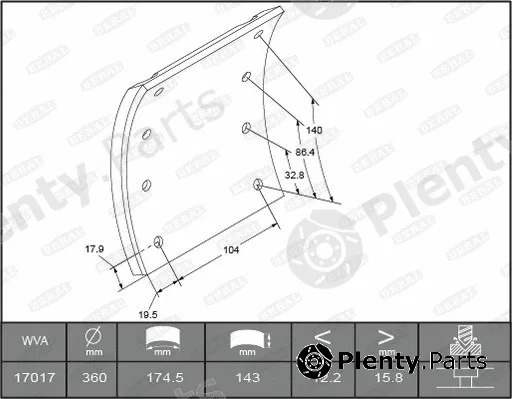 Beral 1701716006016498 — Brake Lining Kit, drum brake