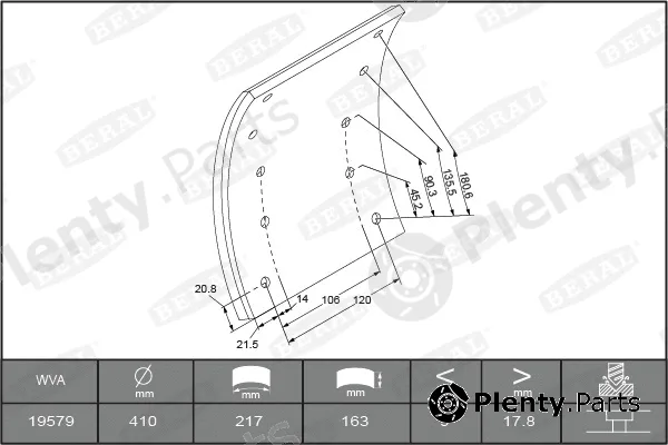 Beral 1957918000016166 — Brake Lining Kit, drum brake