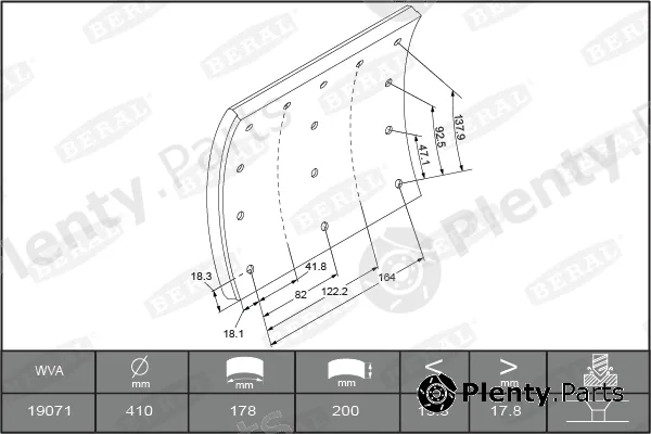 Beral KBL19071.0-1627 — Brake Lining Kit, drum brake