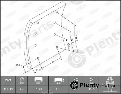 Beral 1901020606016166 — Brake Lining Kit, drum brake