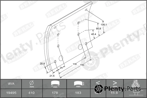 Beral KBL19495.9-1561 — Brake Lining Kit, drum brake