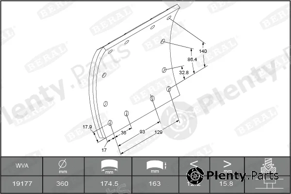 Beral 1917716006016498 — Brake Lining Kit, drum brake