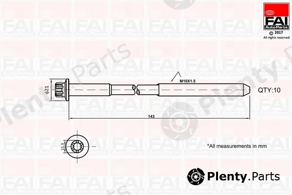 FAI AutoParts B489 — Cylinder Head Bolt Set