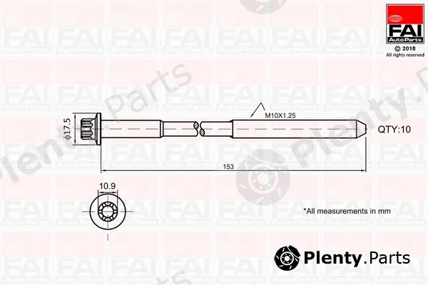 FAI AutoParts B701 — Cylinder Head Bolt Set