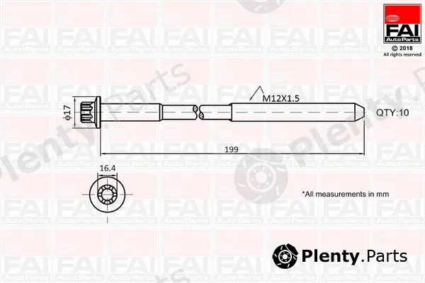 FAI AutoParts B1756 — Cylinder Head Bolt Set