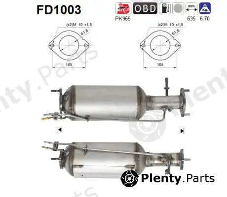 AS FD1003 — Soot/Particulate Filter, exhaust system