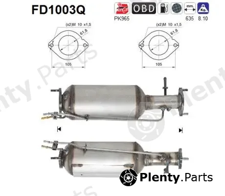 AS FD1003Q — Soot/Particulate Filter, exhaust system