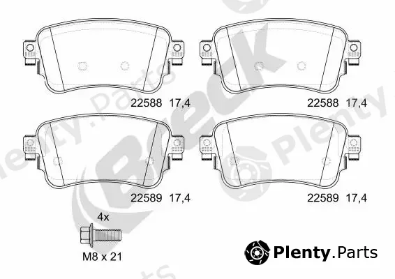 Breck 225880070300 — Brake Pad Set, disc brake