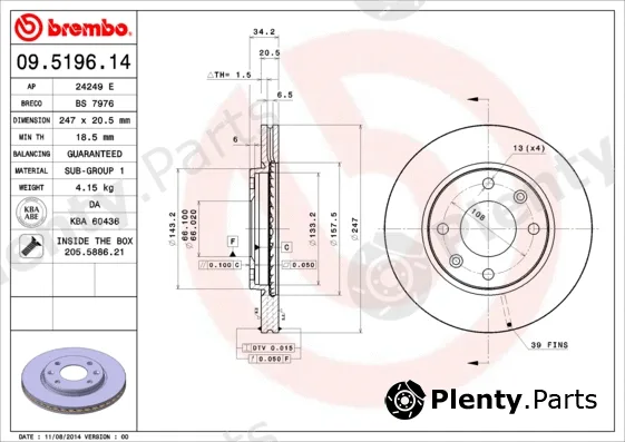 AP 24249V — Brake Disc COATED DISC LINE