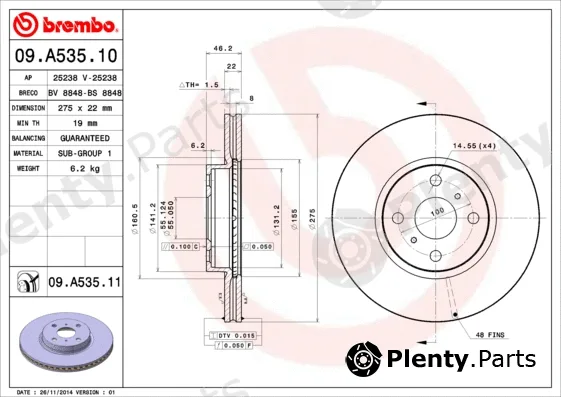 AP 25238V — Brake Disc COATED DISC LINE