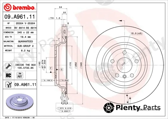 AP 25304V — Brake Disc COATED DISC LINE