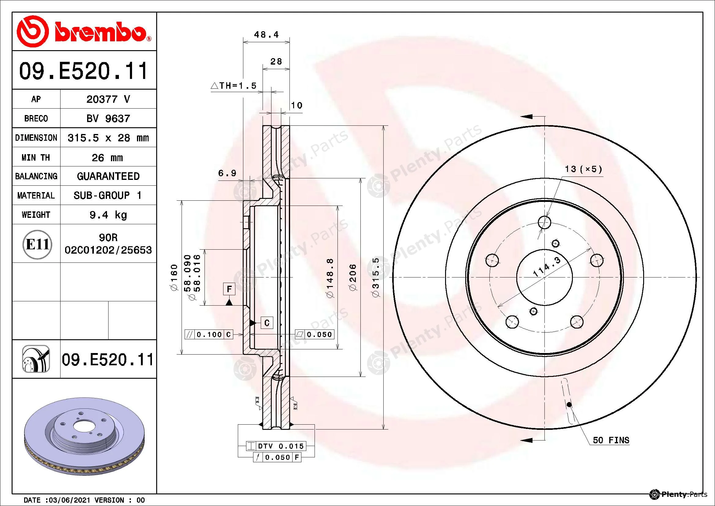AP 20377V — Brake Disc COATED DISC LINE
