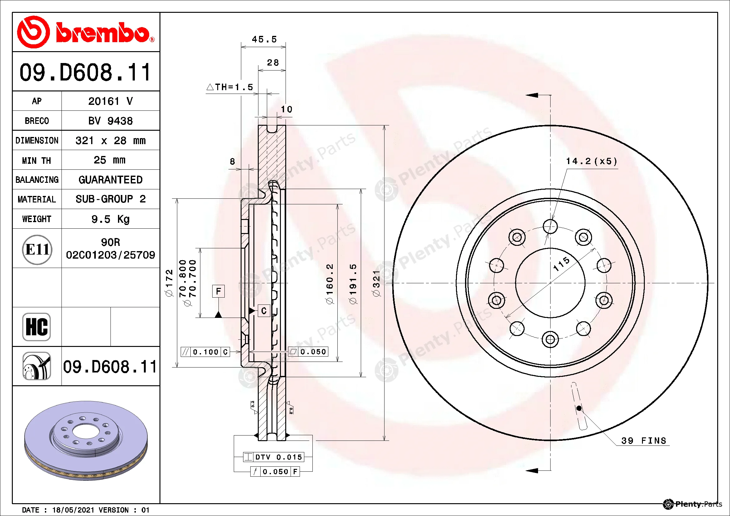 AP 20161V — Brake Disc COATED DISC LINE