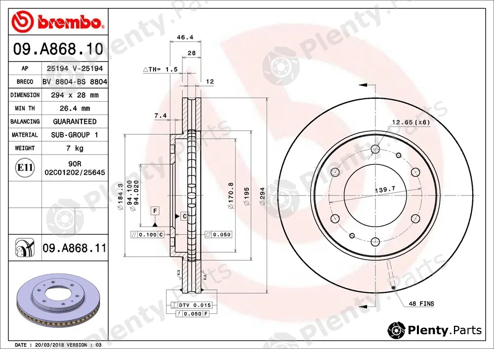 AP 25194V — Brake Disc COATED DISC LINE