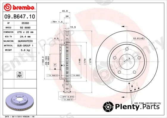 AP 25380V — Brake Disc COATED DISC LINE